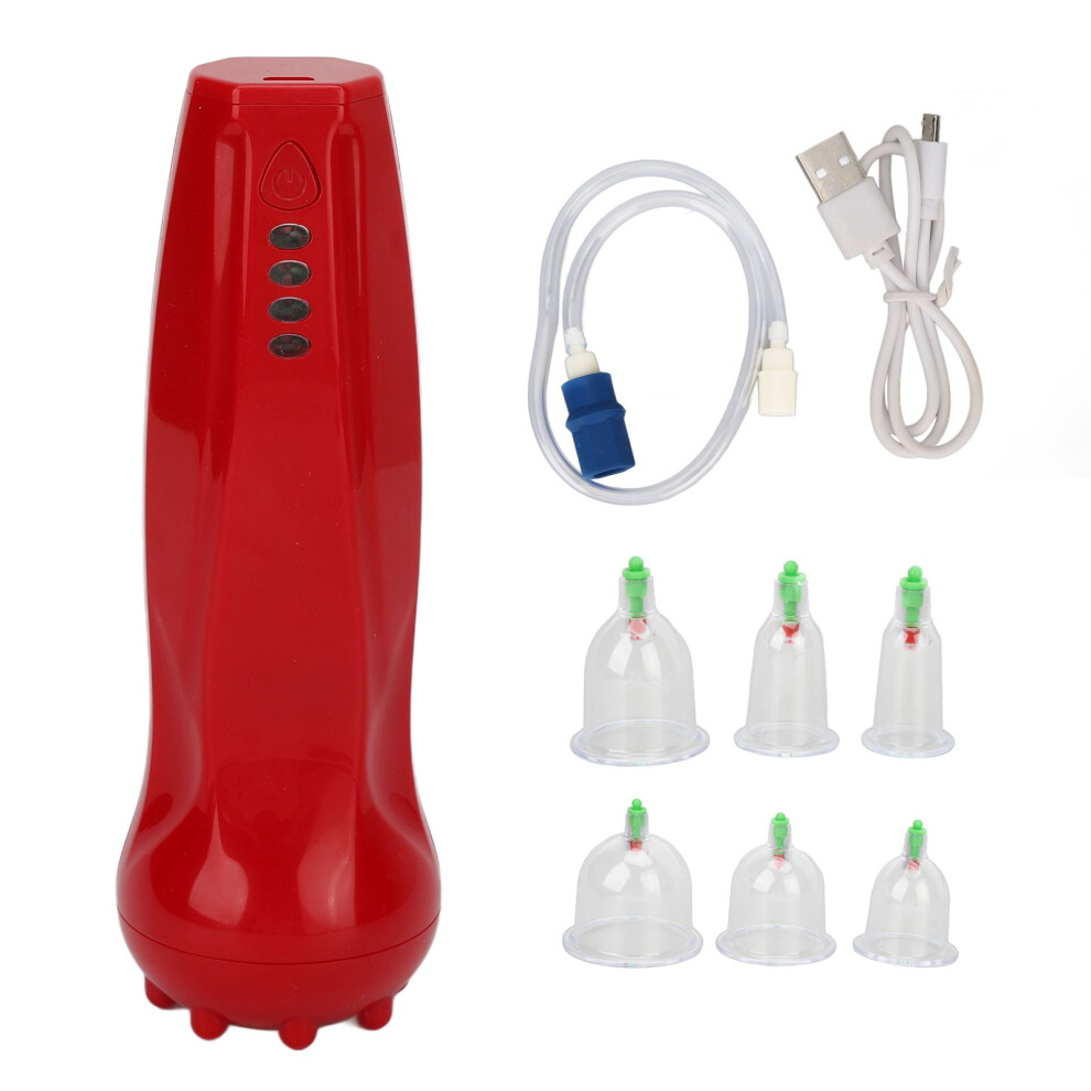 (Red) Electric Vacuum Cupping Massager 4-Level Smart Therapy Green