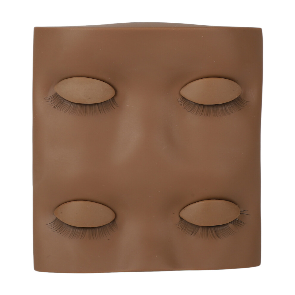 (Coffee Color) False Eyelashes Extension Mannequin Head Removable Eyelids Training