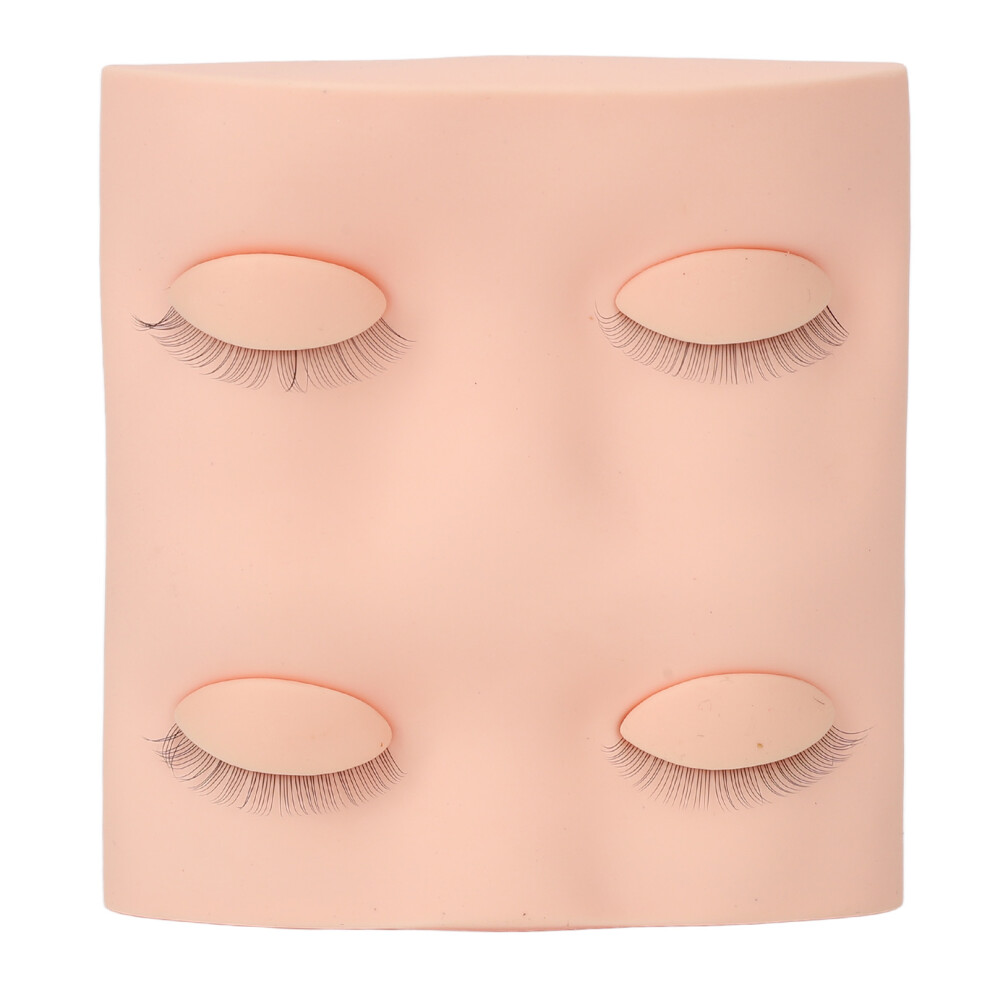 (Pink) False Eyelashes Extension Mannequin Head Removable Eyelids Training