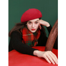 Christmas hat and scarf set, New Year's festive women's hat and scarf set