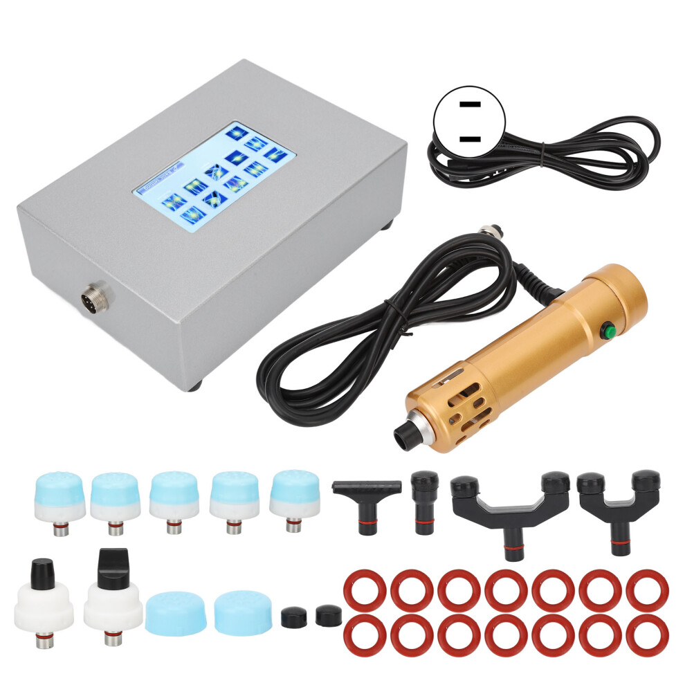 (US Plug) ED Shockwave Therapy Machine Gold 11 Massage Heads 100-240V AU Plug