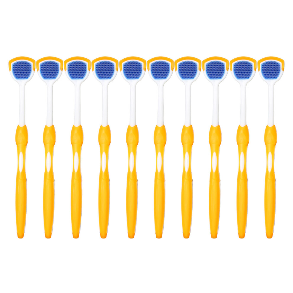 Orange (Orange) 10 Pcs Ergonomic Silicone Tongue Scraper Freshen Breath