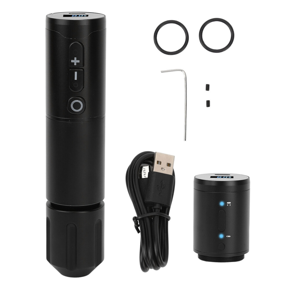 (Black) Cordless Rotary Tattoo Pen 1800Mah Dual Battery Usb Rechargeable Black 461605525105