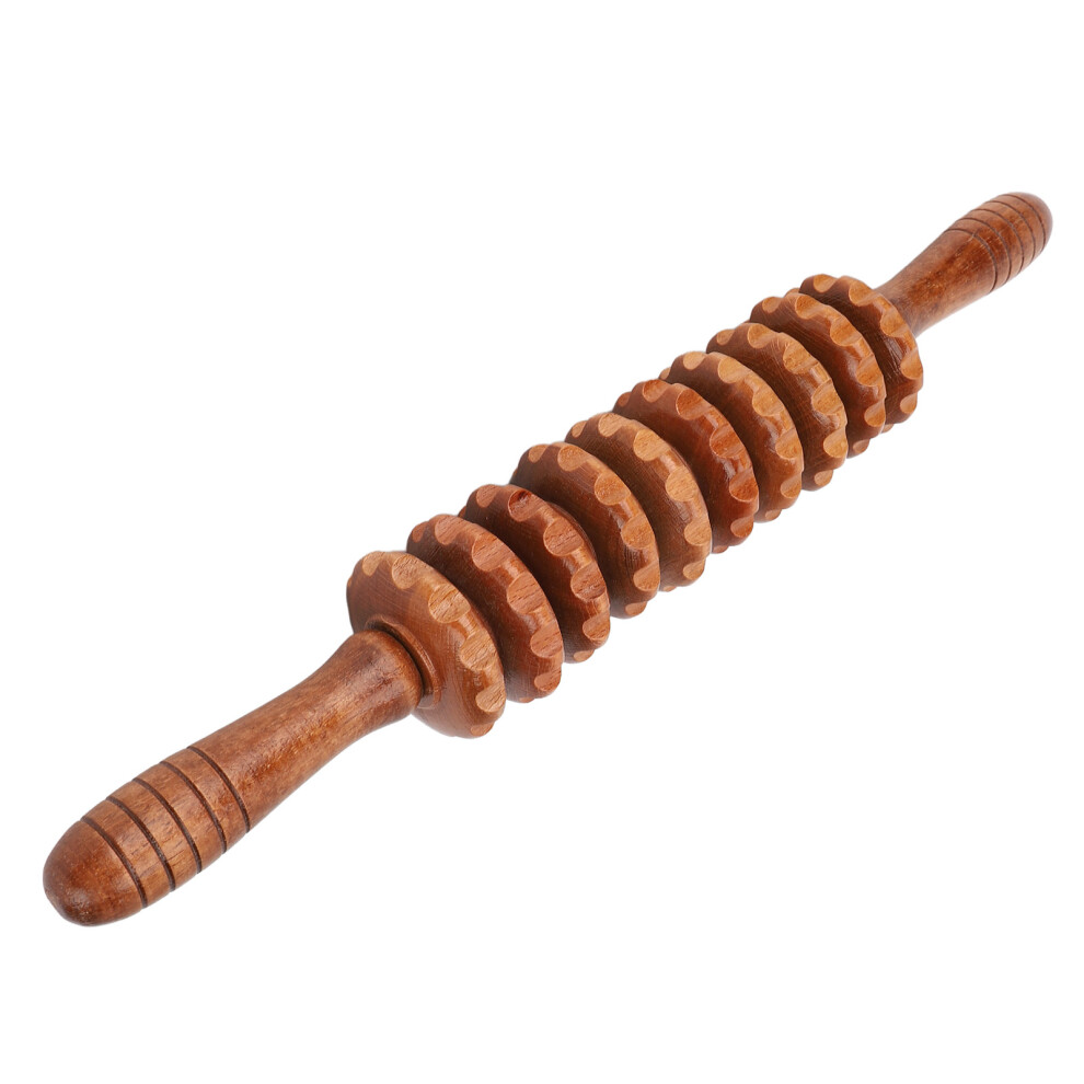 (Wine Red) Massage Roller Stick Wooden Back Relief Tool Wine Red