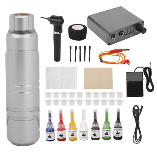 (EU Plug) Tattoo Pen Kit Liner Shader Pro w/ Pedal