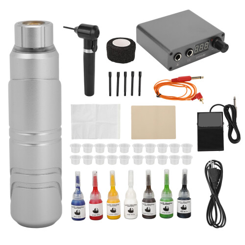 (US Plug) Tattoo Pen Kit Liner Shader Pro w/ Pedal