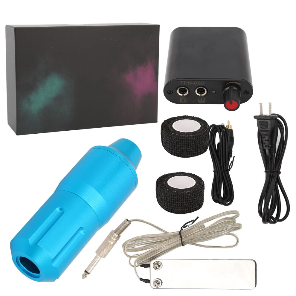 (US Plug) Rotary Tattoo Pen Kit Portable Liner Shader Power Supply 90-265V US