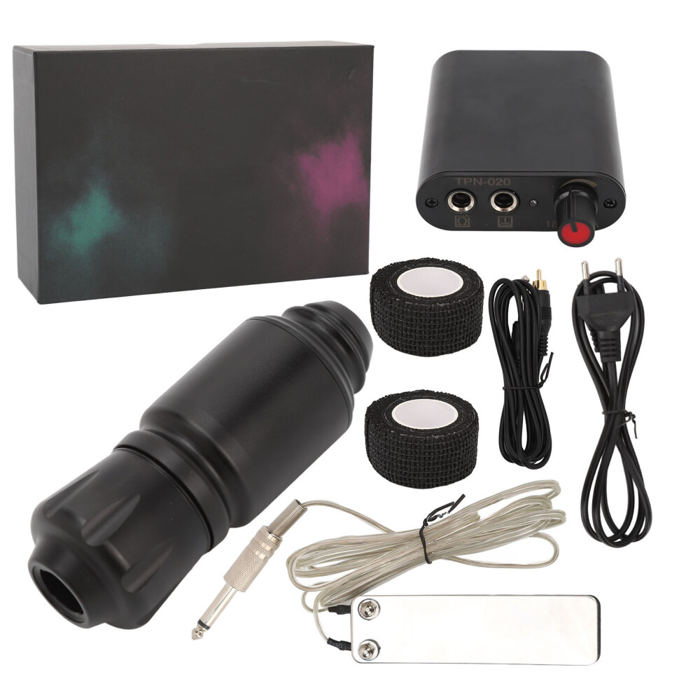(EU Plug) Tattoo Machine Kit Liner Shader Aluminum Alloy 90-265V EU Plug
