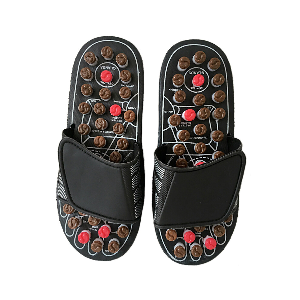 Black ( Tai Chi 40-41) Reflexology Slippers Magnetic Therapy Acupoint Massage Tai Chi