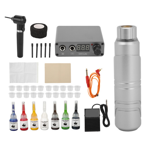 (EU Plug) Tattoo Pen Kit Liner Shader Pro w/ Pedal 2