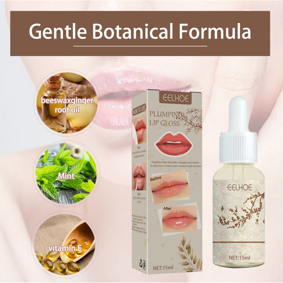 EELHOE Lip Plumping Gloss 15ml Hydrating Nourishing High-Shine