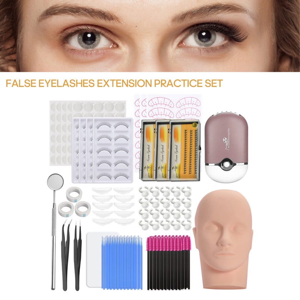 False Eyelashes Extension Practice Mannequin Head Kit