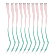 (Pink Gradient Grass Green) 10pcs Rose Purple Gradient Hair Clip Long