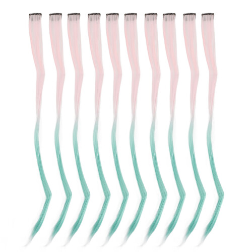(Pink Gradient Grass Green) 10pcs Rose Purple Gradient Hair Clip Long