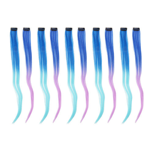 10pcs Colorful Blue-Purple Gradient Hair Extensions