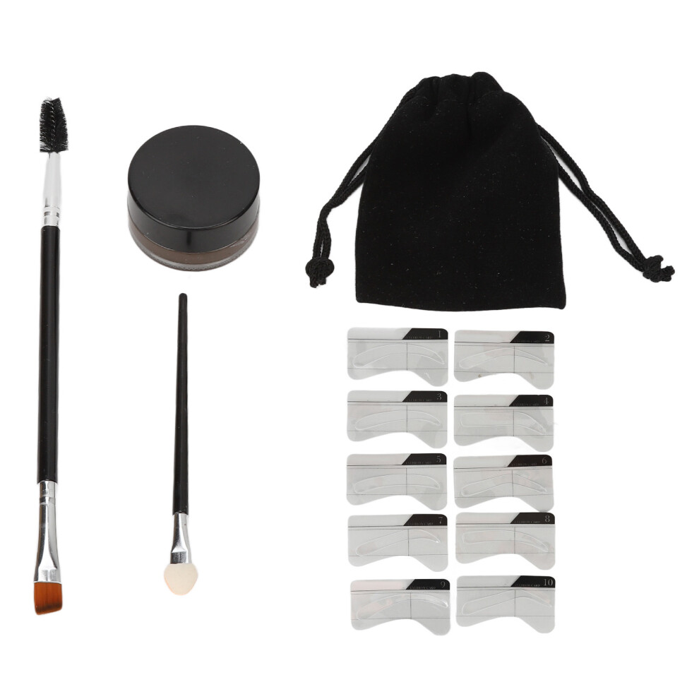 Light/Brown ( Brown) Brow Stamp Trio Kit Waterproof Matte Eyebrow Stencil Brush
