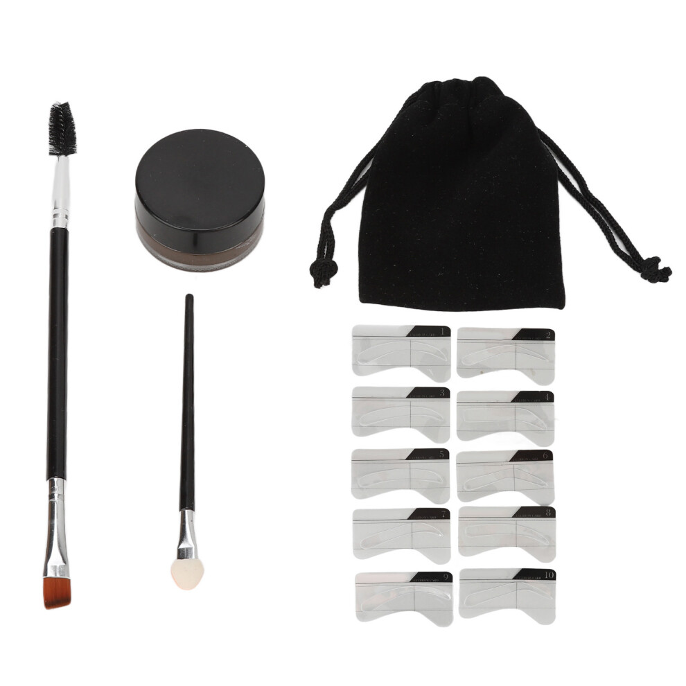 Dark/Brown/Light ( ) Brow Stamp Trio Kit Waterproof Matte Eyebrow Stencil Brush