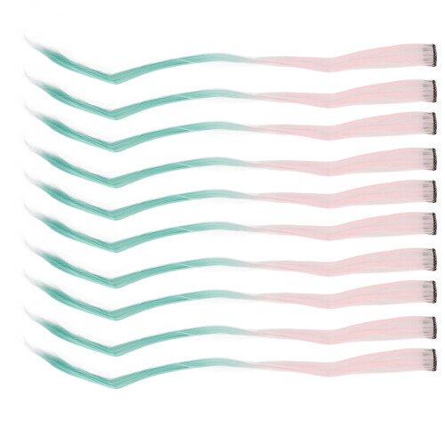 (Pink Gradient Grass Green) 10pcs Rose Purple Gradient Hair Clip Long 2