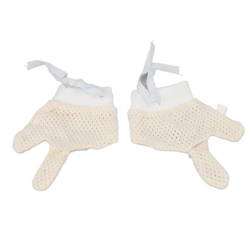 (S) Mesh Baby Mittens Scratch Free Drawstring Unisex Newborns 1