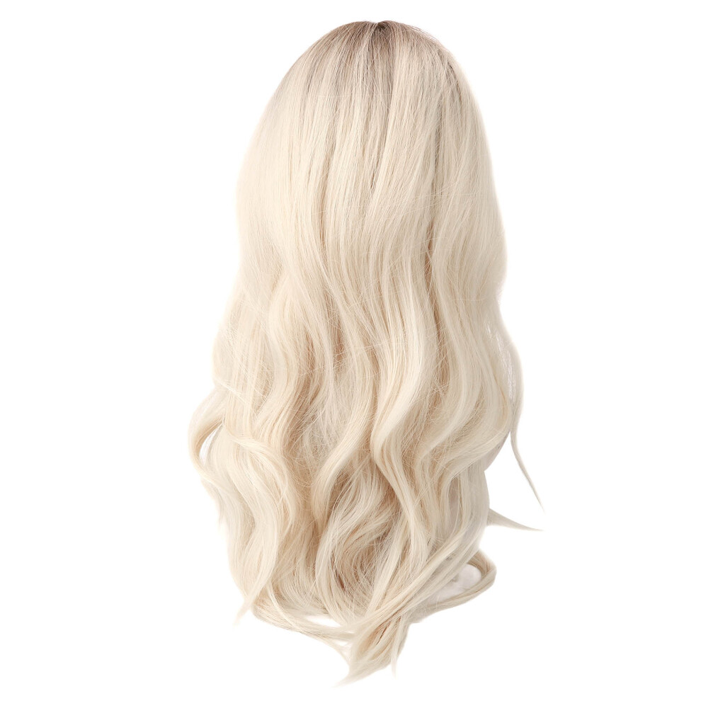 Unisex Brown Gradient Blonde Curly Heat Resistant Synthetic Wig Bang Cosplay