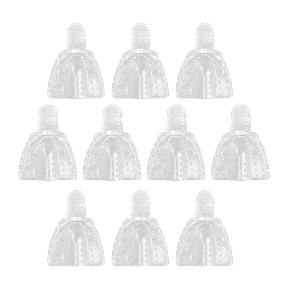 (Upper Teeth) 10pcs Transparent Perforated Dental Impression Tray Upper
