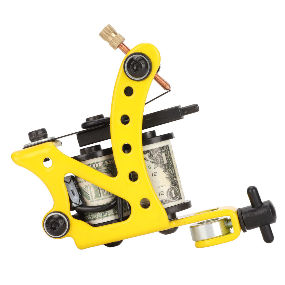10 Wraps Coil Tattoo Machine Yellow Iron Frame for Artist
