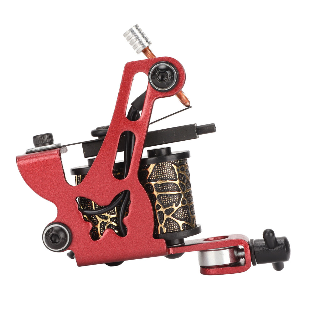 Red 10 Wraps Coil Tattoo Machine Hollow Butterfly Liner For Novice