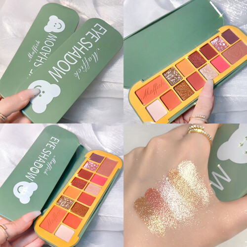(01) 14 Farben Lidschattenpalette Perlmutt Glitzer Matt