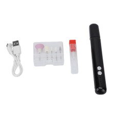 (Black) USB Nagelfeile 3-Gang, tragbar mit Licht, elektrischer Feilensatz