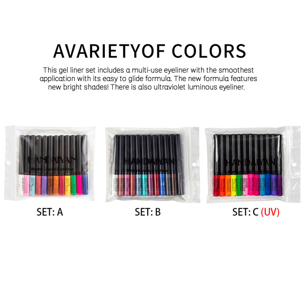 HANDAIYAN 12 Color Matte Liquid Eyeliner Waterproof Smudge-proof