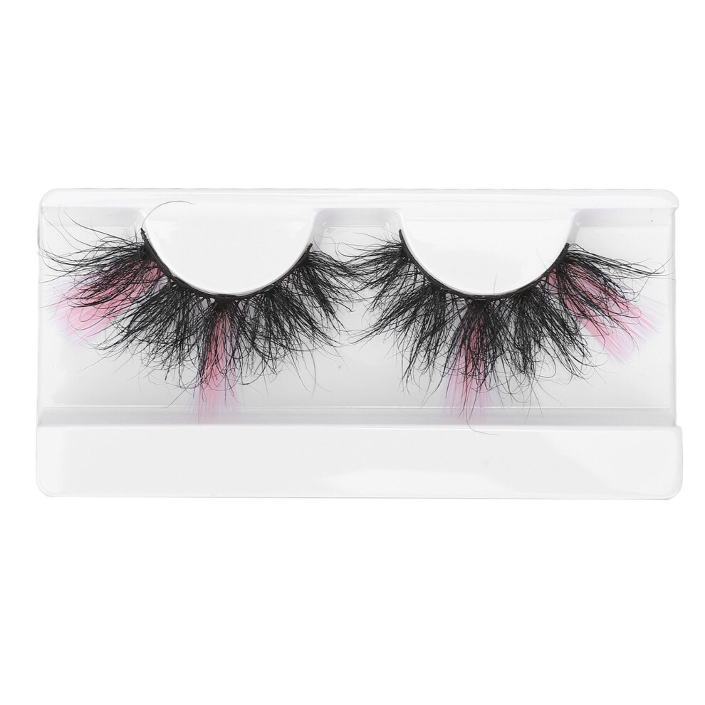 (57Aâ92C) 0.98in Color False Eyelashes Wispy Fluffy Pink Ends 57A-92C