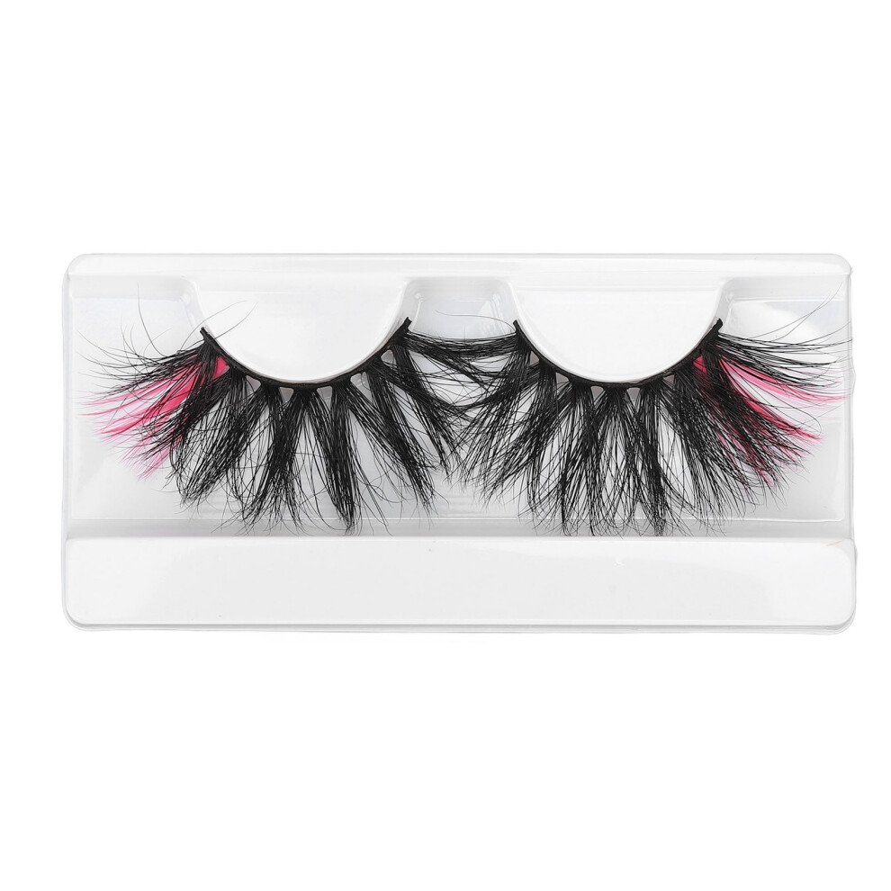 (670A-5C) 0.98in Color False Eyelashes Wispy Fluffy Pink Ends 57A-92C