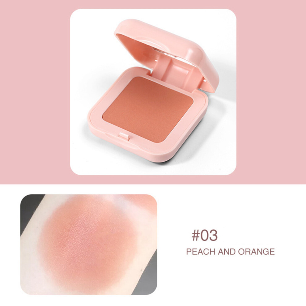 (03 Pink Orange) Face Blusher Natural Fine Powder Long Lasting Pink with Brush