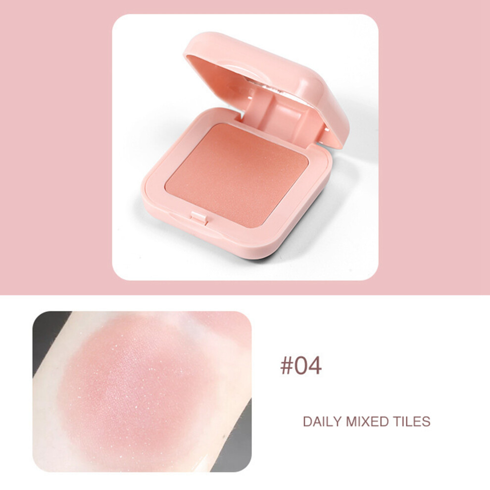 (04 Pearlescent Pink) Face Blusher Natural Fine Powder Long Lasting Pink with Brush