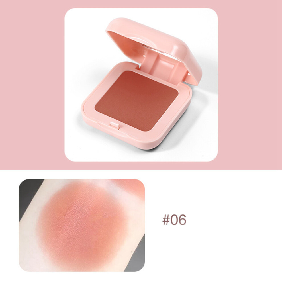 (06 Brick Red) Face Blusher Natural Fine Powder Long Lasting Pink with Brush