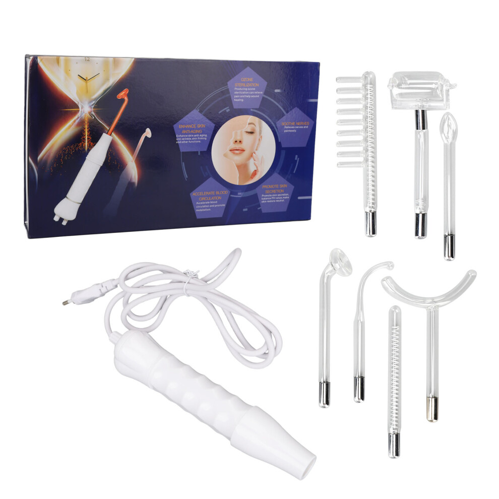 (220V EU Plug) 7pcs High Frequency Electrotherapy Wand Skin Oil Acne Aging 110V US