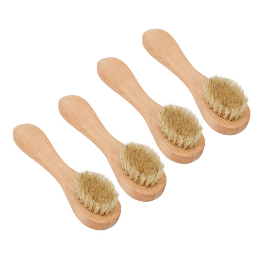 4x Peeling-Gesichtsbürste Holzgriff weiche Borsten