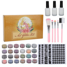 24 Colors Temporary Tattoo Glitter Kit Face Body Brush Set