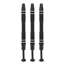 (Black) 3Pcs 4-Prong Piercing Ball Grabber Tweezers