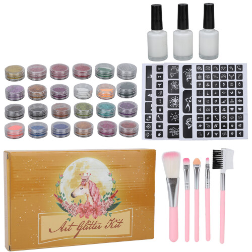 24-farbiger Glitter-Tattoo-Set für Party 1