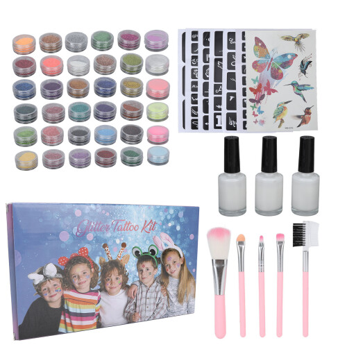 30-farbiger Glitter-Tattoo-Set für Kinder 2