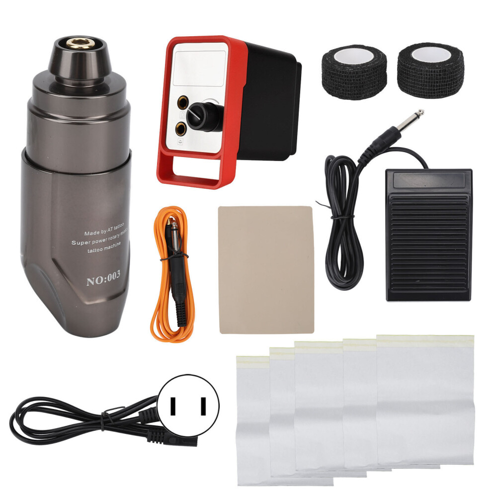(US Plug) Tattoo Machine Pen LED Power Supply 3 Foot Pedal Modes Rotary