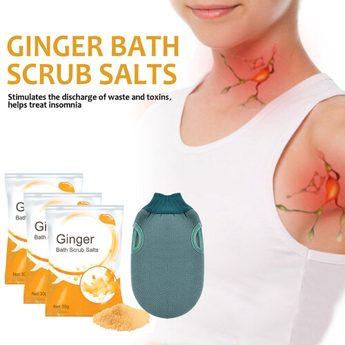 3x Gember Badzout Scrubber met Handschoen 2