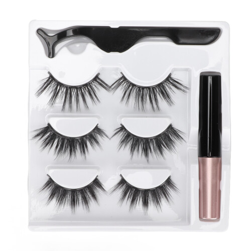 3 Paar Magnet-Wimpern-Kit mit 6D-Tusche 5ml