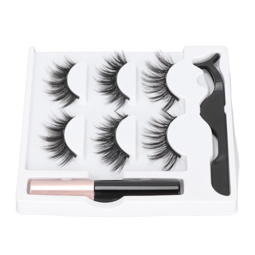 3 Paar Magnet-Wimpern-Kit mit 6D-Tusche 5ml 2
