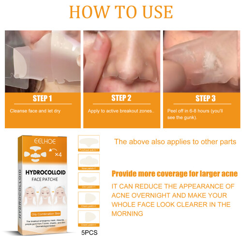 EELHOE Hydrocolloid Acne Pimple Patch 5PCS/Box Portable 1
