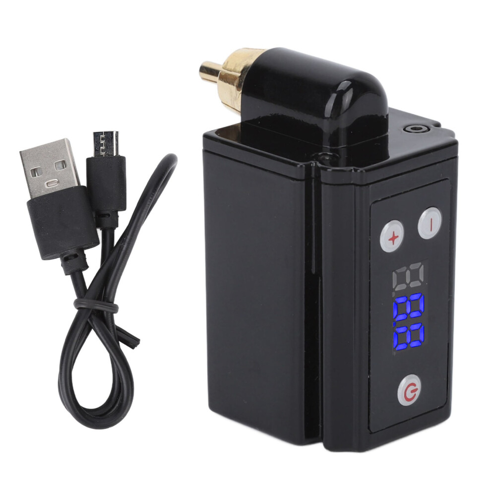 (RCA Interface) Cordless Tattoo Power Supply LCD USB Rechargeable RCA