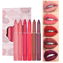 6 Colors Matte Crayon Lipstick Set Waterproof Long Lasting