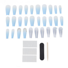 (12) 30st lange press on nagels glanzend herbruikbaar ballerina full cover
