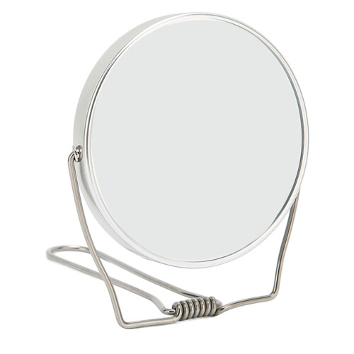 2 Sided Vanity Mirror 360 Rotation Aluminum Frame Silver Stand